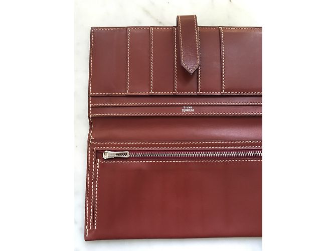 Cartera Hermès Béarn de piel rojo oscuro Burdeos - vista 10
