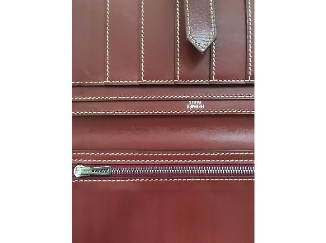 Cartera Hermès Béarn de piel rojo oscuro Burdeos - vista 11