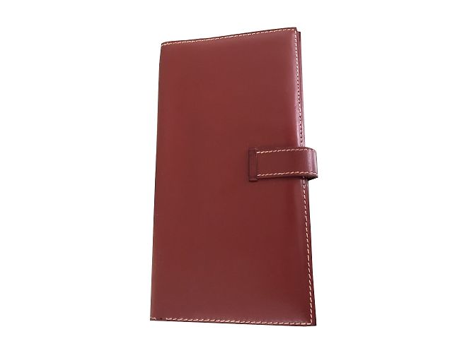 Cartera Hermès Béarn de piel rojo oscuro Burdeos - vista 2