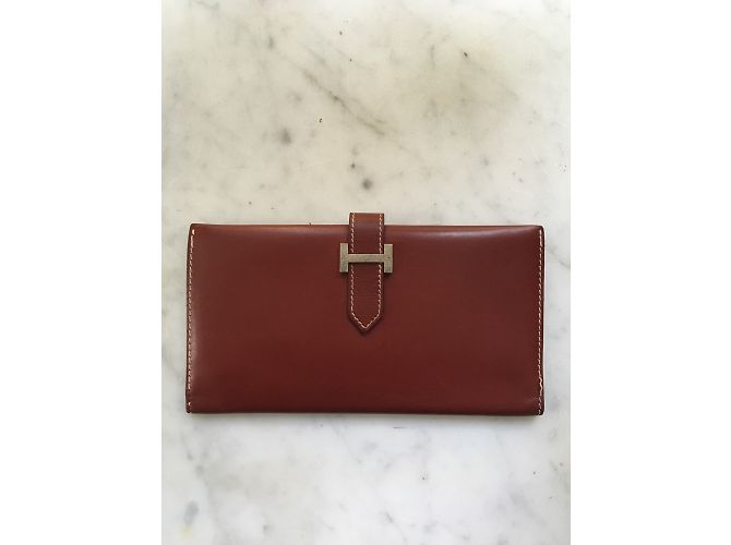 Cartera Hermès Béarn de piel rojo oscuro Burdeos - vista 6