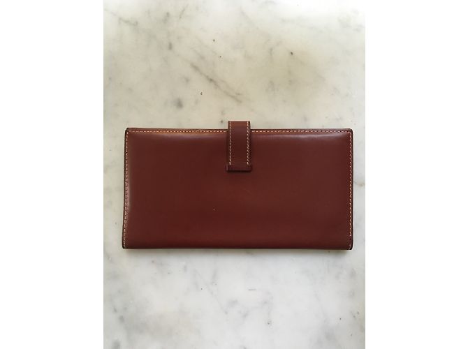 Cartera Hermès Béarn de piel rojo oscuro Burdeos - vista 7