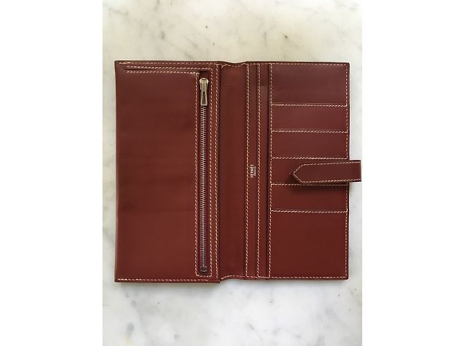Cartera Hermès Béarn de piel rojo oscuro Burdeos - vista 9