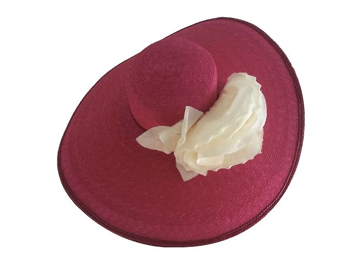 Autre Marque Strohhut in Rosa mit Stoffblume Pink - Ansicht 2