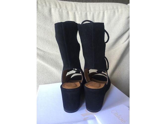 Sandali gladiatore Chloé in scamosciato nero - vista 3