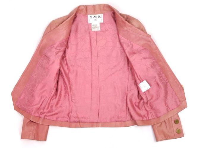 Chanel-Ziegenleder-Kamelienlederjacke Pink - Ansicht 3