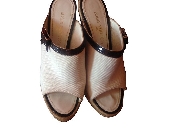 Louis Vuitton Mules compensées Blanc - vue 2