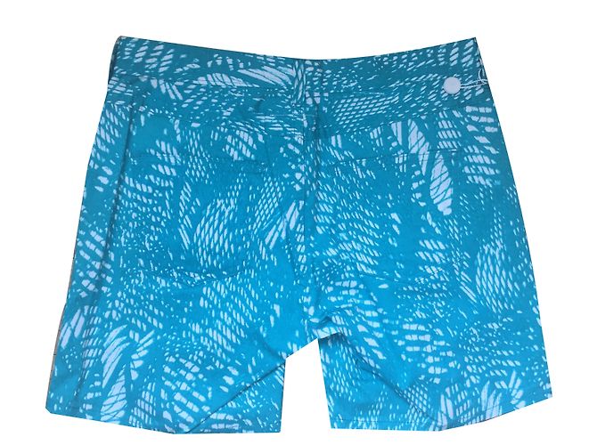 Shorts Mm6 de algodão turquesa e branco - vista 2