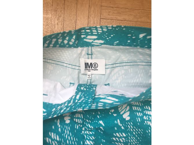 Shorts Mm6 de algodão turquesa e branco - vista 3