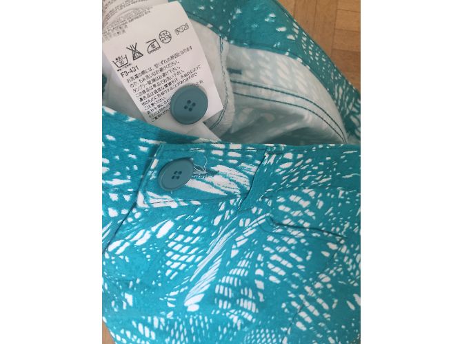 Shorts Mm6 de algodão turquesa e branco - vista 4