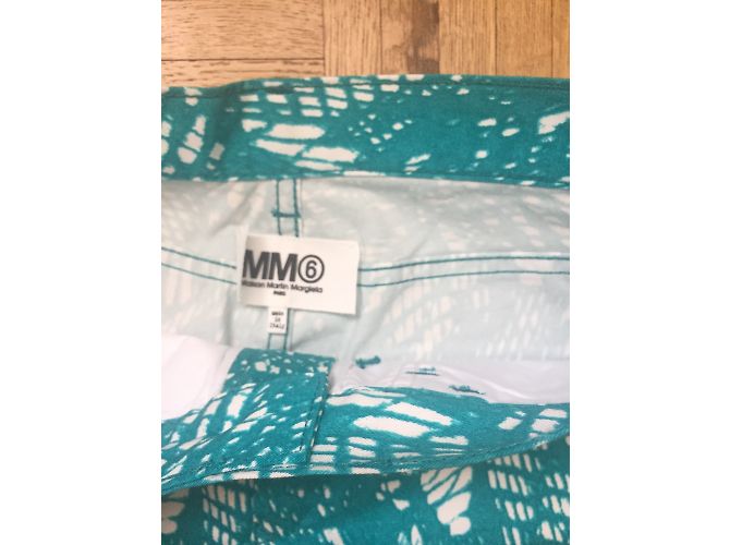 Shorts Mm6 de algodão turquesa e branco - vista 5