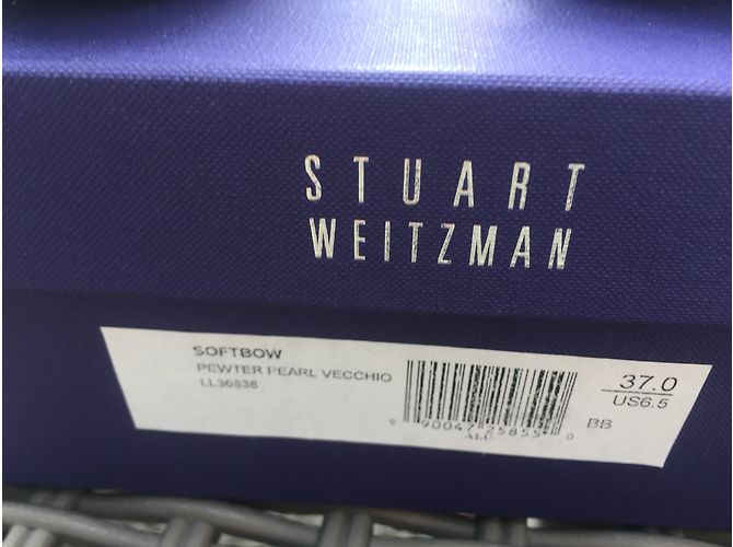 Sandálias de cunha Stuart Weitzman em couro prateado Prata - vista 4