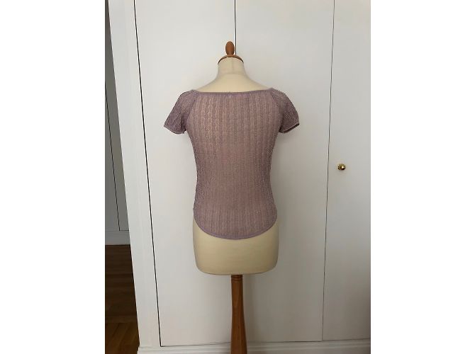 Top Chloé de seda rosa con hilo plateado - vista 3