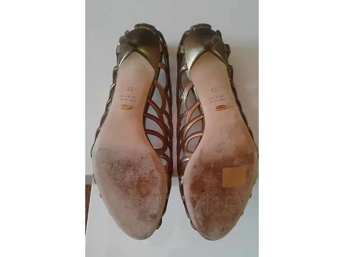 Sandali Sergio Rossi in pelle oro rosa spazzolato D'oro - vista 5