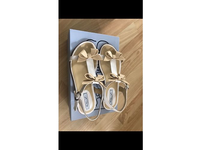 Autre Marque Sandali per bambini in pelle bianca e oro Bianco - vista 2
