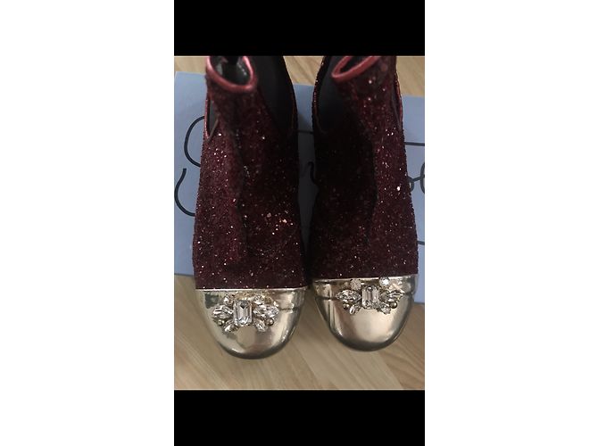 Autre Marque Botas de couro e lantejoulas vermelho escuro Bordeaux - vista 2