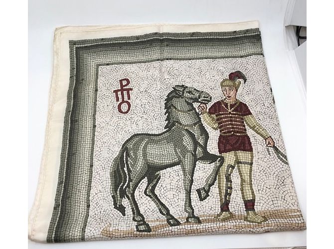 Hermès Lenço "Les auriges" Verde - vista 2