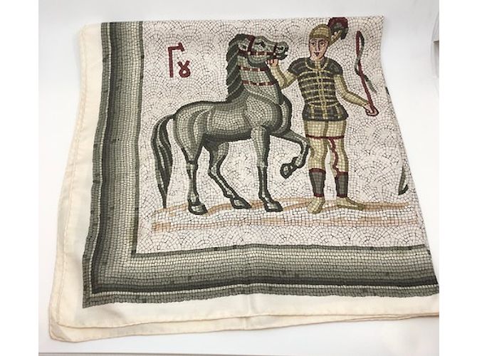 Hermès Lenço "Les auriges" Verde - vista 5