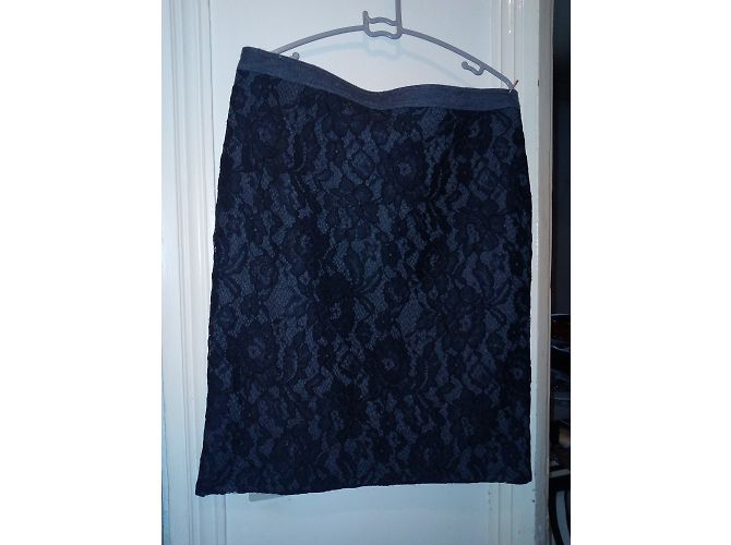 Falda Apostrophe de lana y encaje gris oscuro Gris antracita - vista 2