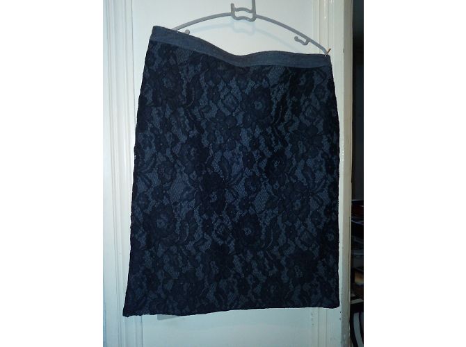 Falda Apostrophe de lana y encaje gris oscuro Gris antracita - vista 3