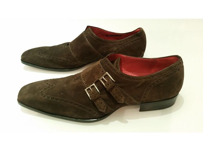 Autre Marque L.Guillo Scarpe stringate in vitello velluto marrone 43 - vista 4