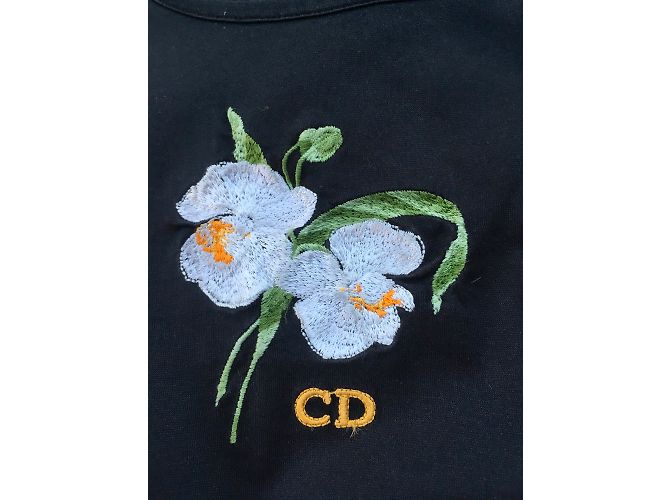 Top Christian Dior negro de algodón con bordado y logo - vista 3