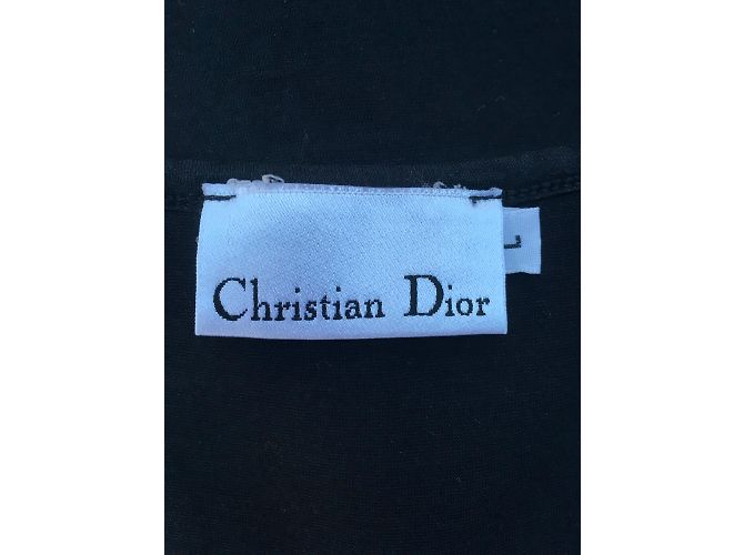 Top Christian Dior negro de algodón con bordado y logo - vista 4