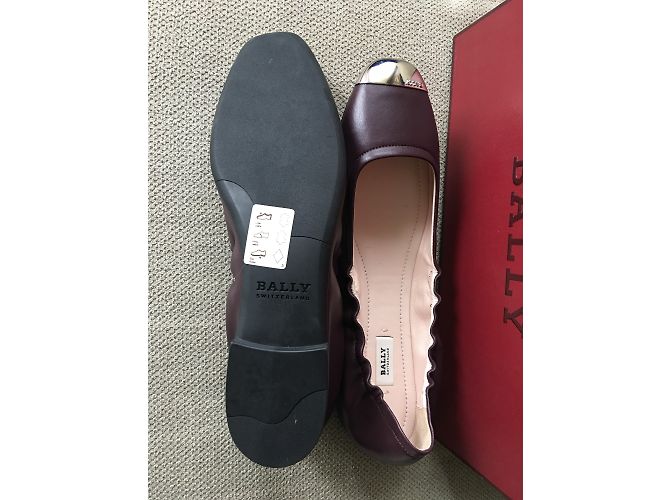 Ballerine Bally in pelle rosso scuro Bordò - vista 3