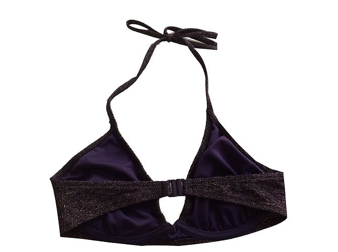 Autre Marque Top biquíni triangular Princess TamTam Moiré Chocolate Roxo Dourado - vista 2