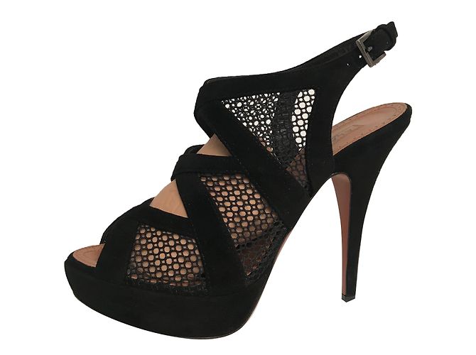 Sandali Alaïa in scamosciato nero e mesh 37 - vista 2