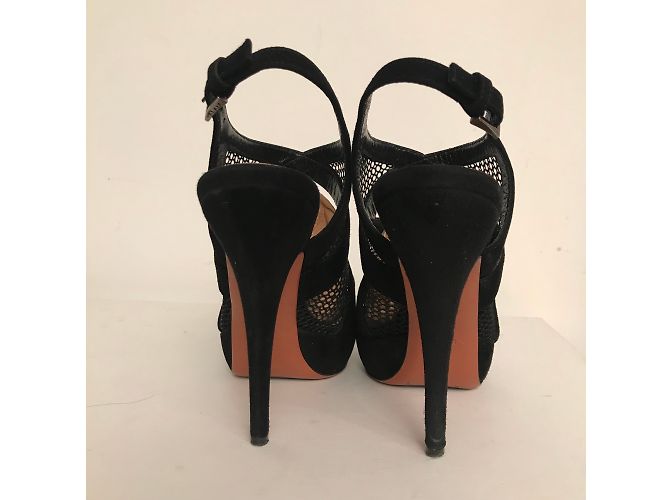 Sandali Alaïa in scamosciato nero e mesh 37 - vista 3
