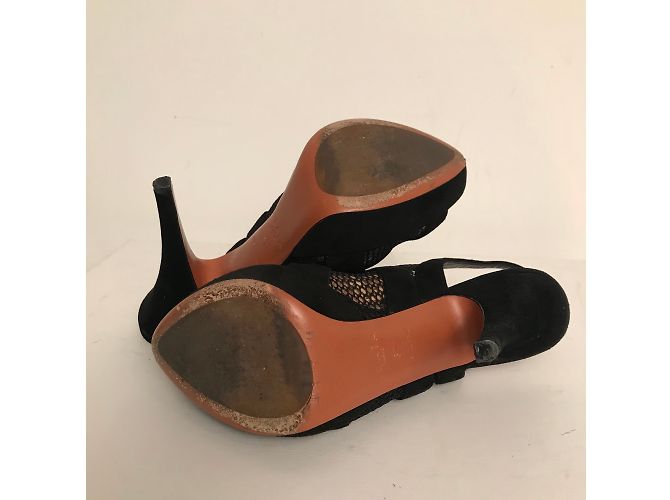 Sandali Alaïa in scamosciato nero e mesh 37 - vista 4
