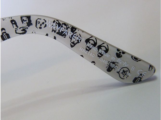 Occhiali da sole Ray-Ban Wayfarer RB 2140 1046 Rare Prints Neri Nero Bianco - vista 4