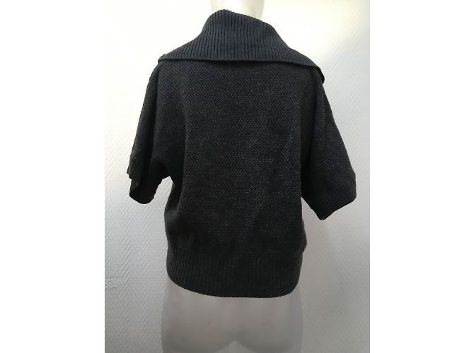 Autre Marque Graue Strickjacke aus Wolle mit Kimono-Ärmeln - Ansicht 2