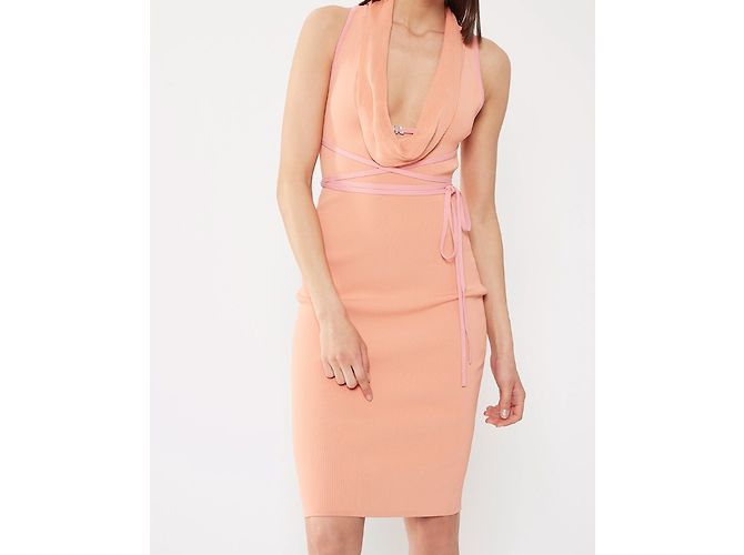 Abito Herve Leger Rosa e Salmone in Rayon - vista 7