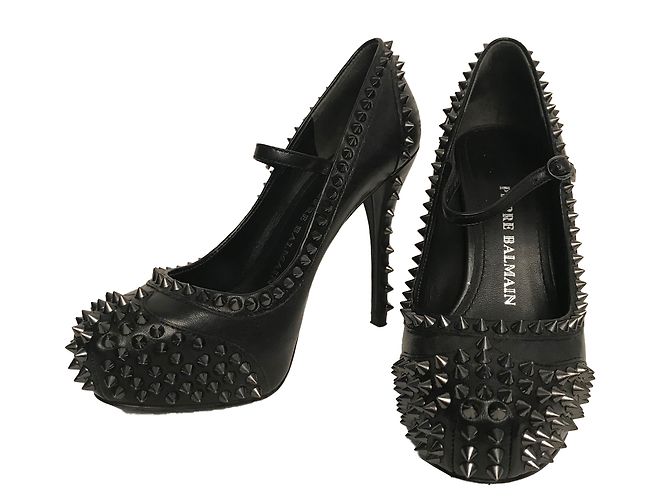 Pierre Balmain Pumps aus schwarzem Leder 12cm Absatz - Ansicht 2