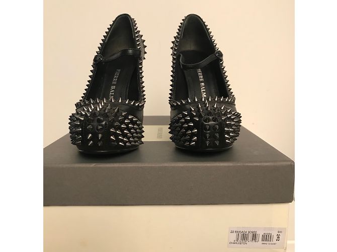 Pierre Balmain Pumps aus schwarzem Leder 12cm Absatz - Ansicht 5