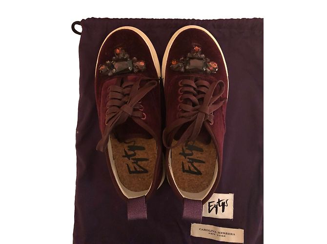Sneakers con zeppa Carolina Herrera Eytys Velluto Bordeaux Bordò - vista 2