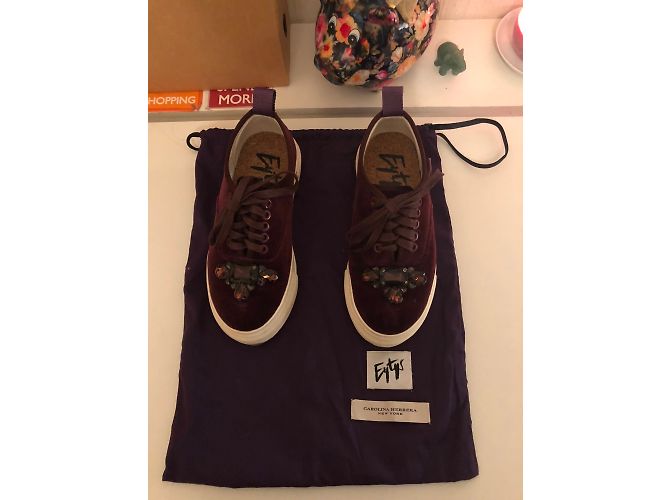 Sneakers con zeppa Carolina Herrera Eytys Velluto Bordeaux Bordò - vista 4