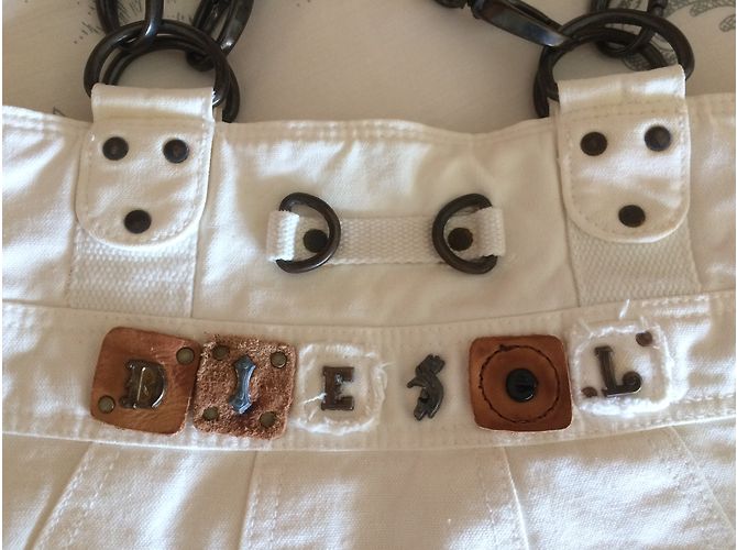 Borsa a mano Diesel in cotone bianco - vista 4
