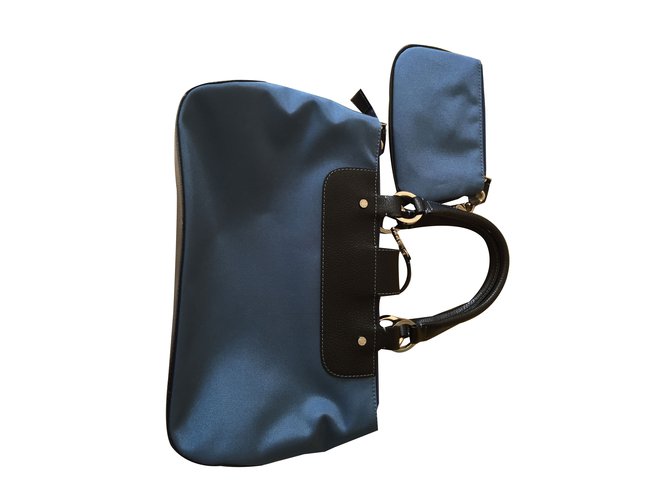 Borsa Lancel blu in pelle e nylon - vista 2