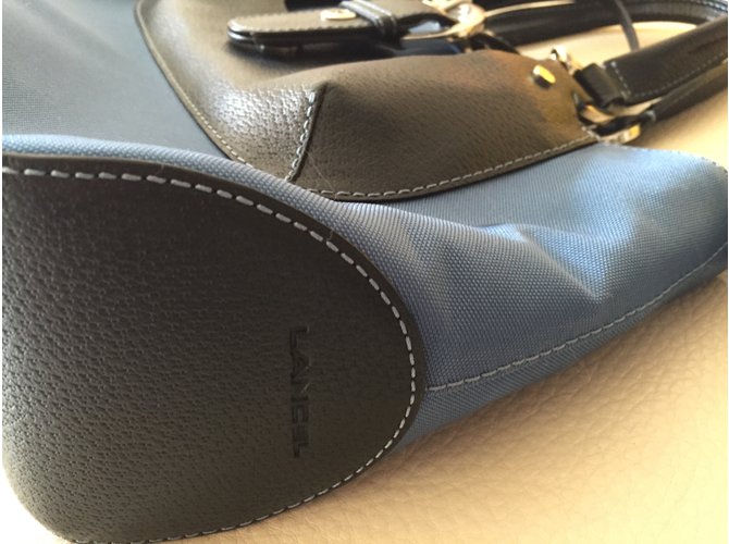 Borsa Lancel blu in pelle e nylon - vista 4