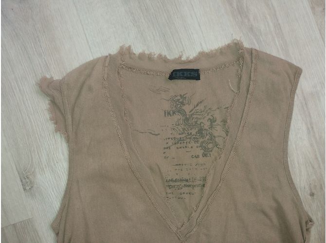 Top asimétrico de algodón beige Ikks - vista 3