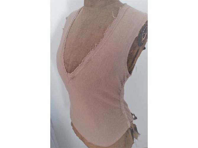 Top asimétrico de algodón beige Ikks - vista 5