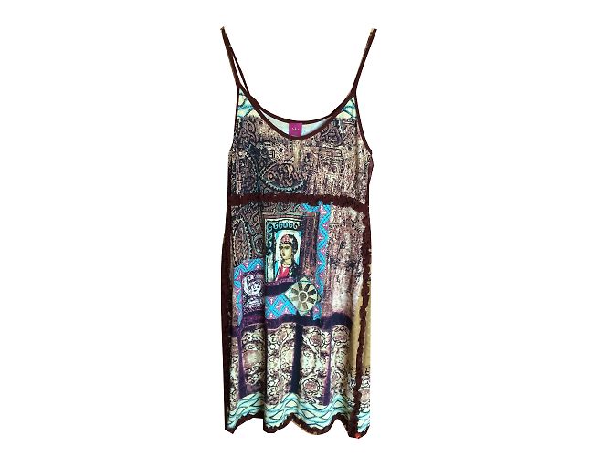 Autre Marque Set Save the Queen Abito Beige e Top in Spandex a Rete - vista 2