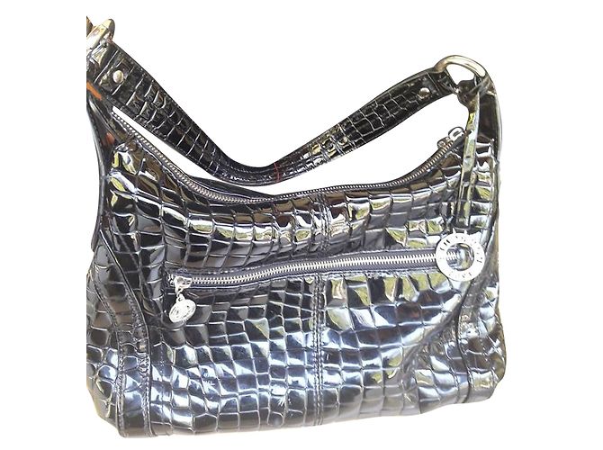 Autre Marque Pourchet Handtasche Lackleder Ebony Ebenholz - Ansicht 2