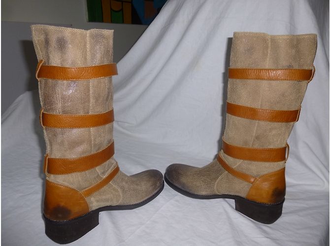 Balmain Lederstiefel Sand Farbe Größe 37 - Ansicht 4