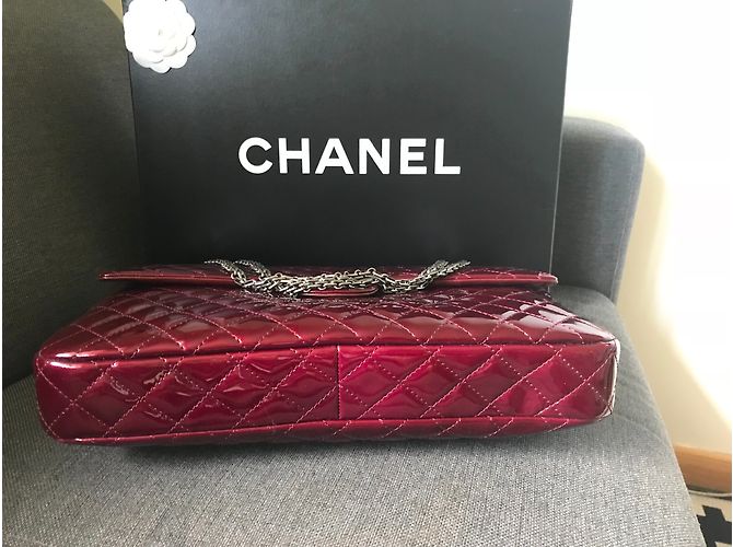 Borsa Chanel 2.55 XXL in vernice bordeaux Bordò - vista 6