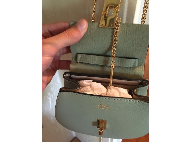 Borsa a mano Chloé Drew Nano in pelle verde - vista 5