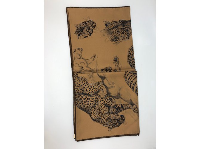 Hermès Bufandas de seda Castaño - vista 13