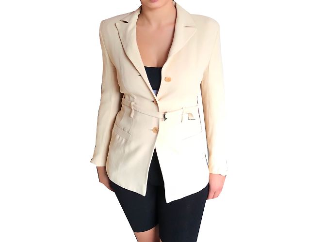 Autre Marque Chaqueta de traje Migoscha beige de algodón - vista 2